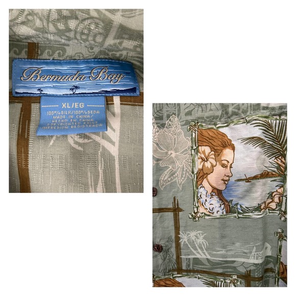 Y2K Hula Girl Print Loop Collar Hawaiian Shirt Short Sleeve / Men’s XL * - Picture 4 of 4